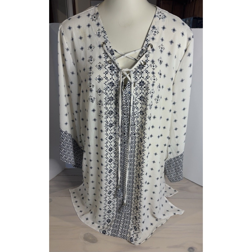 Princess Cruises Womens XXL White Swim Cover Up‎ Embellished Tunic Boho Resort